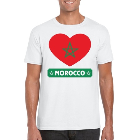 Morocco heart flag t-shirt white men