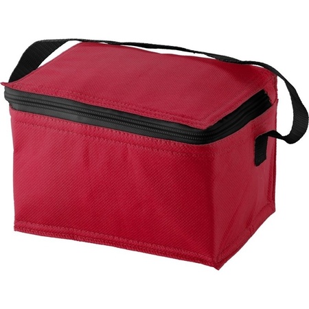 Mini koeltas rood/zwart 20 cm voor 6/sixpack blikjes 3,5 liter