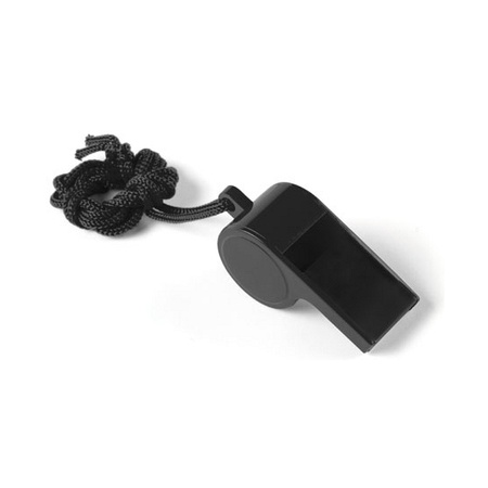 Multipack of 10x black whistle on cord