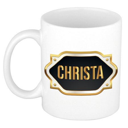Name mug Christa with golden emblem 300 ml