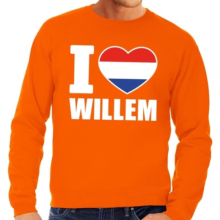 Oranje I love Willem sweater heren