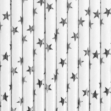 Straw with silver stars 30 pieces