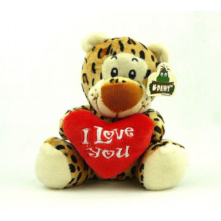 Plush I love you leopard cuddle toy brown 14 cm