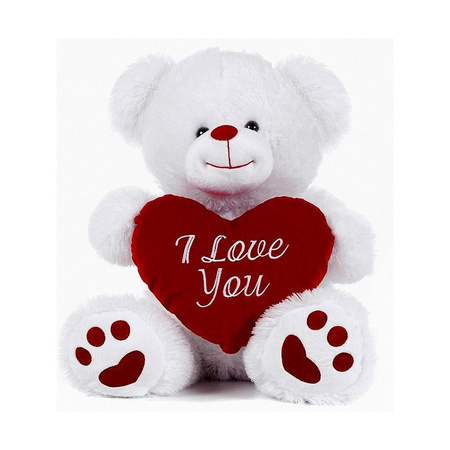 Pluche knuffelbeer 27 cm met wit/rood Valentijn Love hartje incl. hartjes wenskaart