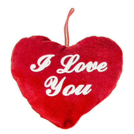 Soft toy pillow red heart Valentine I love You 13 cm with I Love You postcard