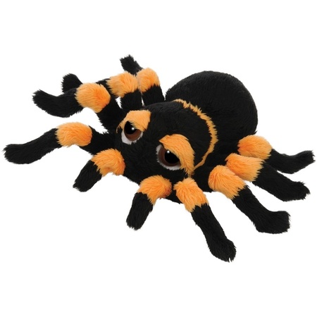 Pluche zwart/oranje spin knuffel 13 cm speelgoed