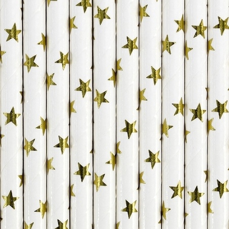 Straw with gold stars 30 pieces