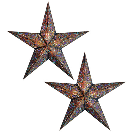 Set of 2x pieces christmas stars decoration Kalea blue 60 cm