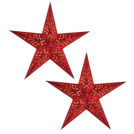 Set of 2x pieces christmas stars decoration red 60 cm