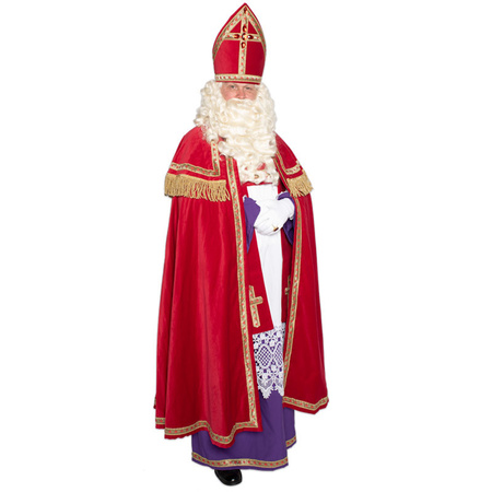 Saint Nicholas costume cotton velvet with miter for adults