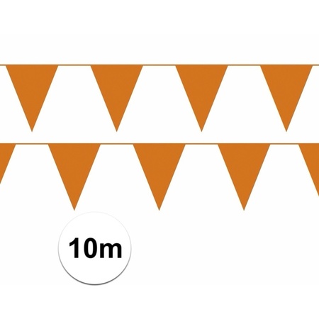 Zwart/Oranje feestversiering puntvlaggetjes pakket 80 meter