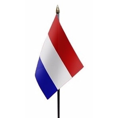 Nederland tafelvlaggetje - 10x - 10 x 15 cm - met standaard - polyester stof