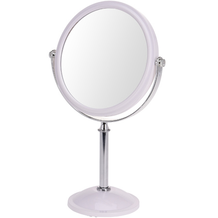 White make-up mirror round doublesided 18 x 24 cm