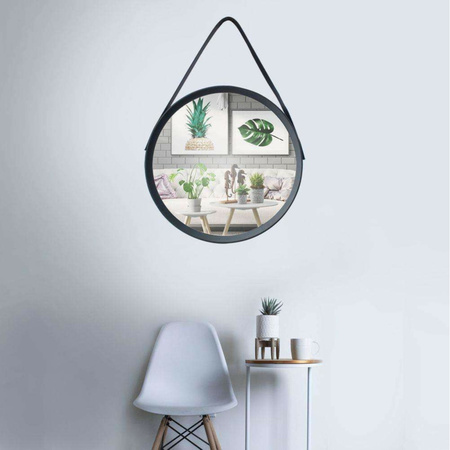 Black round wall mirror 51 cm